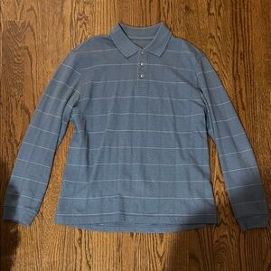 Van Heusen Long Sleeve Blue Polo Shirt